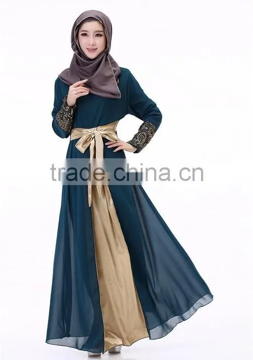 fancy women bridal costumes chiffon long sleeve dress muslim