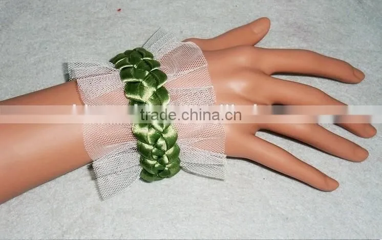 fabric cloth Bracelet with polymer clay flower charm, gold teapot charm silk cloth Bracelet new design fabric bracelet