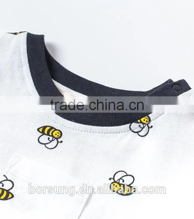 New Arrival Plain Cotton Bee Printed Boy Romper New Born Baby Clothes