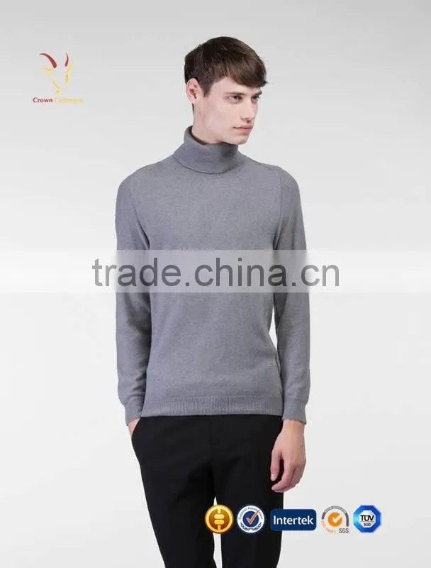 Turtleneck Mens Heavy Wool Knit Plain Pullover Sweater