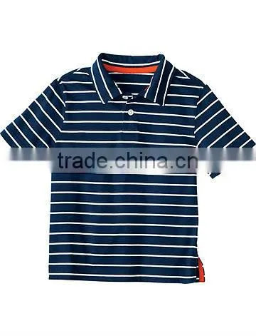BOYS STRIPED POLO T SHIRT WITH CONTRAST COLLAR