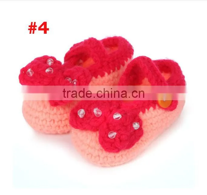 baby bow crochet shoes baby hand-knit shoes soft sole shoes