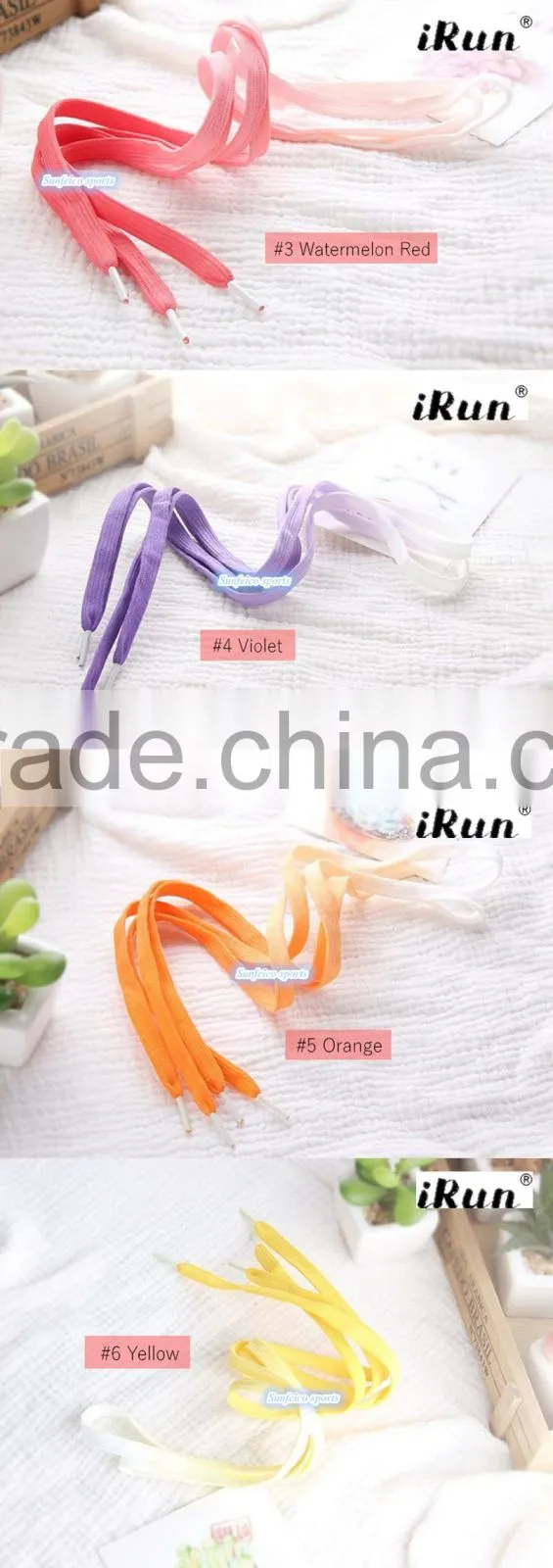 Polyester Flat Tubular Colorful Laces~7 Colours Available~Custom Width&Length Rainbow Shoe Laces~~Accept Custom