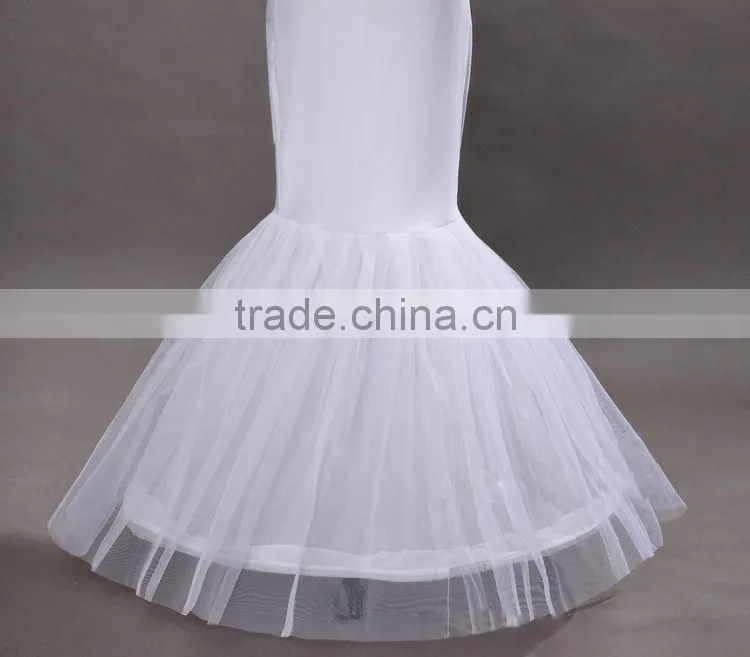 2015 In Stock White Wedding Bridal Mermaid Petticoat/slip 1 Hoop Bone Elastic Wedding bridal Dress Crinoline Trumpet Petticoats