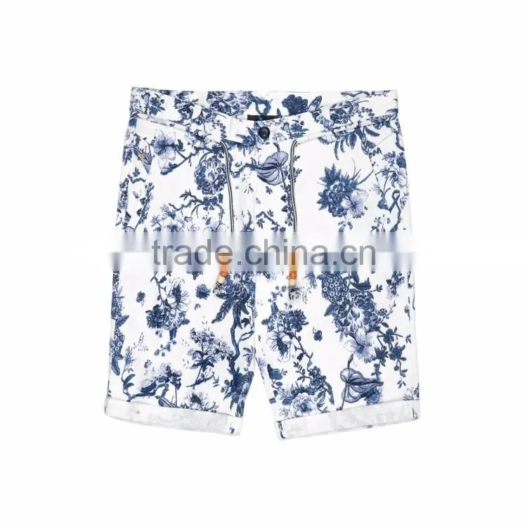 2016 factory price flower pattern beach cheap cotton fashion short pants men