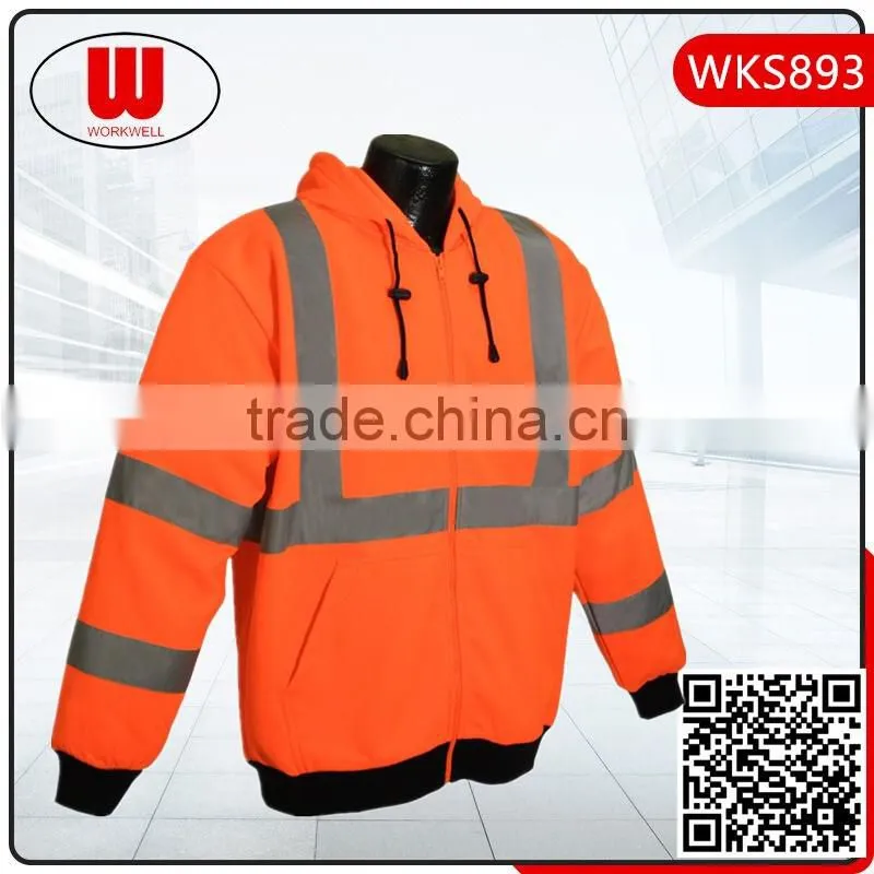 Mens full zippers hi vis hoodie