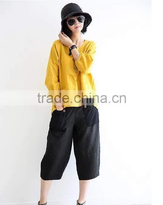 women linen blouse tops linen fabric clothing apparel factory wholesale
