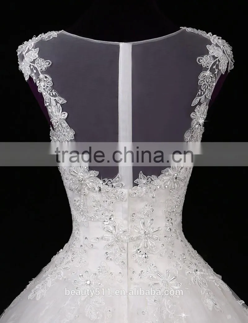 2017 Elegant Beadings Mermaid V-neck Straps Floor-length White Lace Wedding Dress F13502
