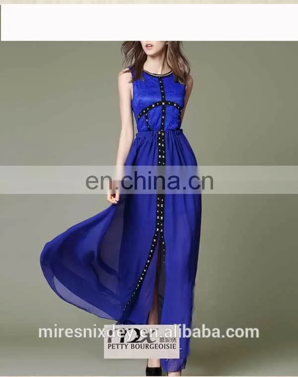 Blue Sexy Short Sleeveless Women Dress
