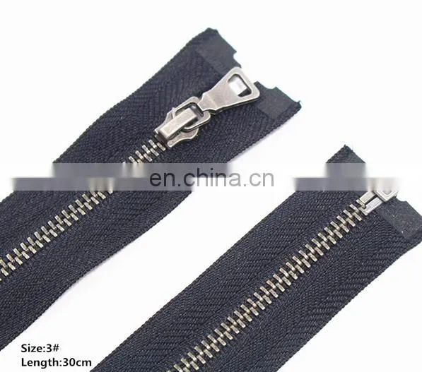 Black Colors Available 30cm 100pcs Close-open black Metal Zippers With Pearl Slider, Multi-color #3 Zippers For DIY Sewing