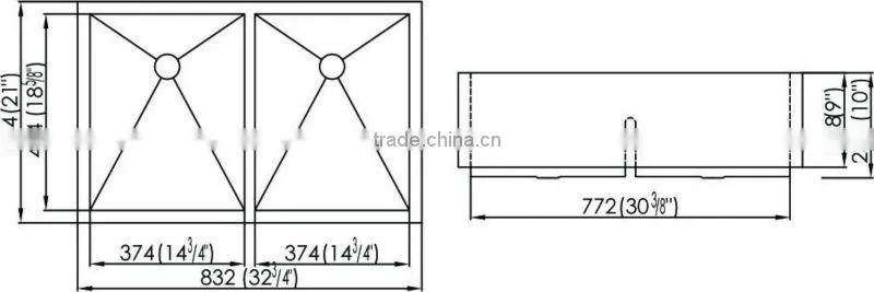 Kitchen stainless steel sink with double bowl