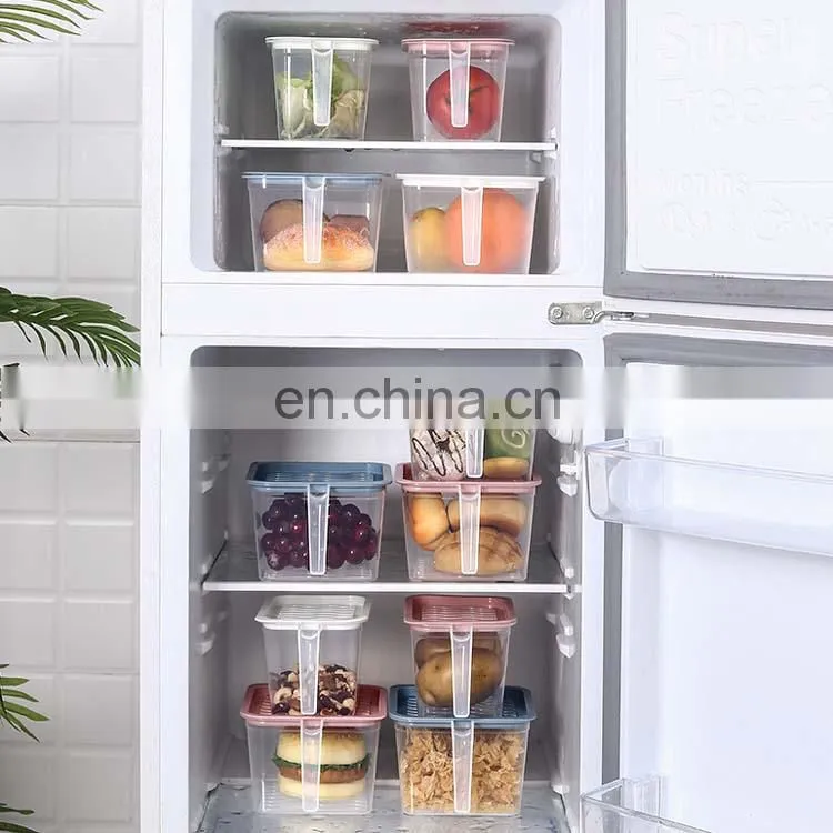 Fruit Vegetable Storage Fridge Storage Box Stackable Fridge Organizer Set With Handle And Lid