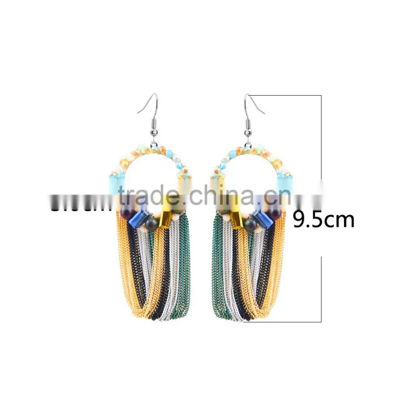Wholesale Women Luxury Bead Tassel Earring Multicolor Beads Earring