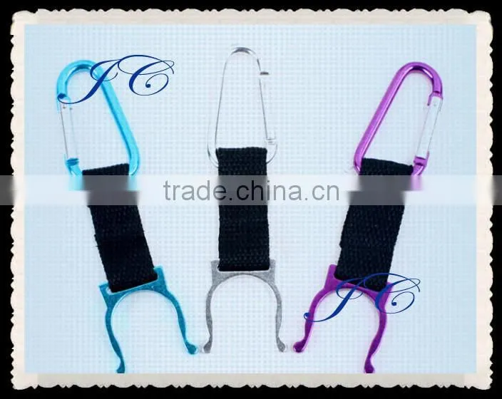 Green promotional simple metal carabiner multitool for bottle
