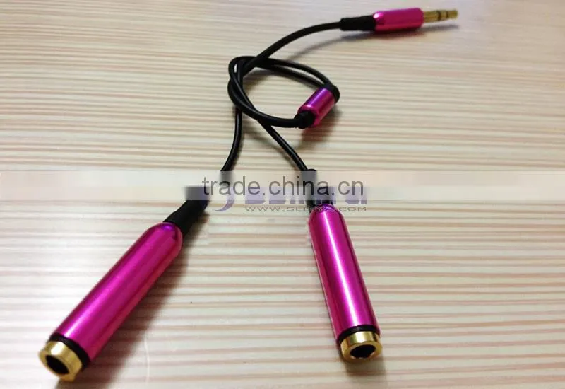 3.5mm 1 to 2 Audio Dual Y Splitter Cable Adapter Earphone Headphone Jack With Metal Plated