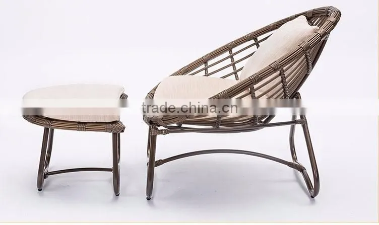 2PCS Chaise Portable Deck Outdoor Beach Rattan Lazy People Sun Lounger
