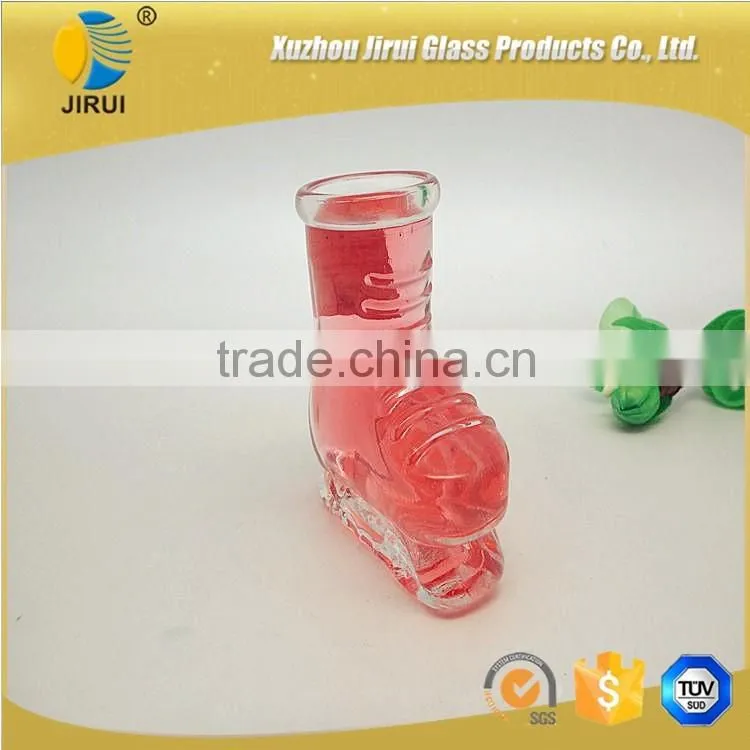 mini glass drinking cup with shope shape wholesale