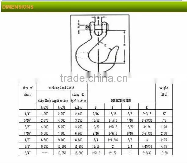 china carbon steel foged h331 clevis slip hook