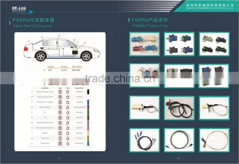 cable assembly, female FAKRA to BNC connector with cable RG 316 for high frequency communication