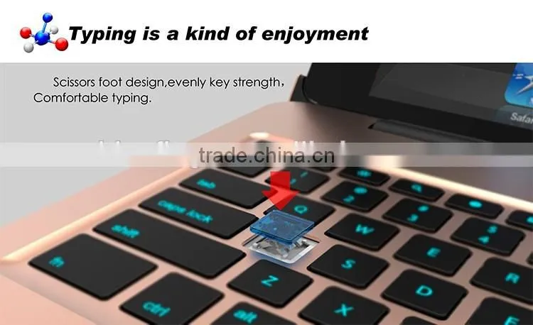 Wholesale backlit keys Bluetooth keyboard case for iPad Pro wireless clamshell Bluetooth keyboard case whosale