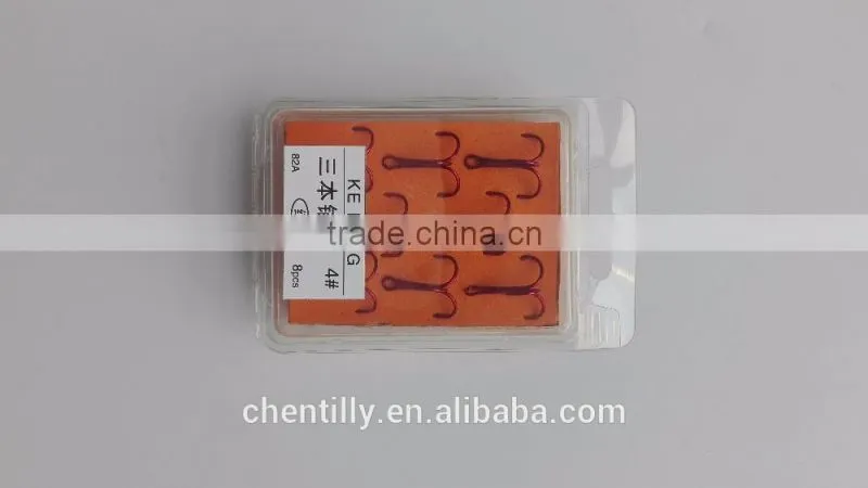 High carbon steel trible hooks for wholesale in assorted colors
