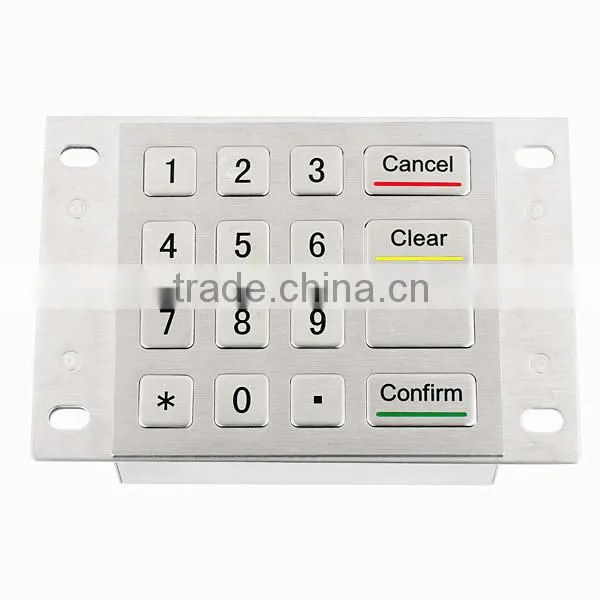 16 keys vandal proof metal numeric function keypad