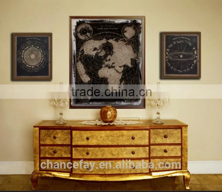 3-Panel MDF paper Print map Modern Canvas Wall Art living room decoration