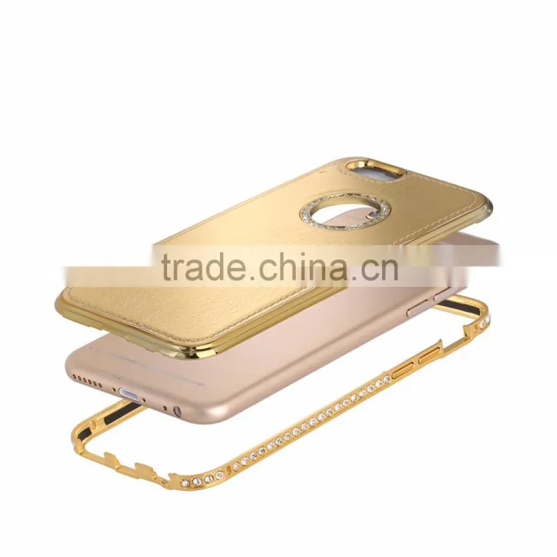 PU Leather and Diamond Metal Phone Cases for iPhone6/6plus