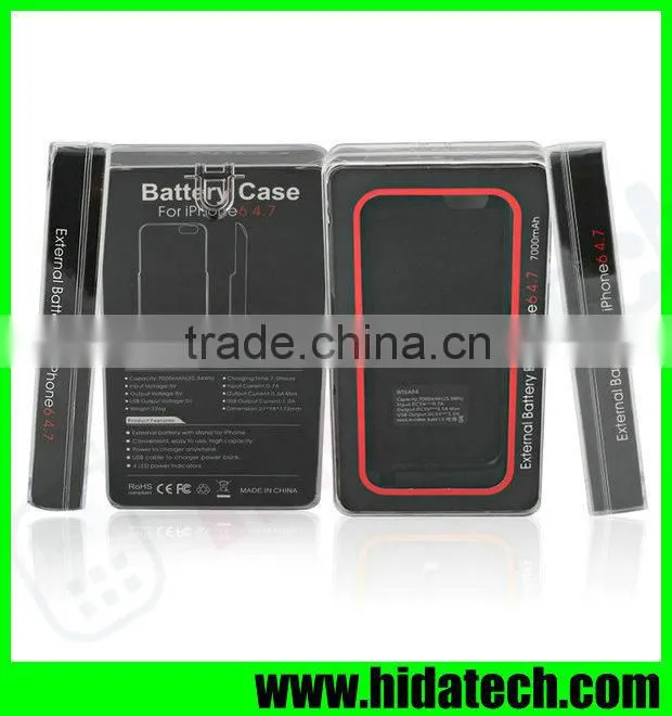 7000mah portable battery charger case for iPhone 6 with USB Socket for Output