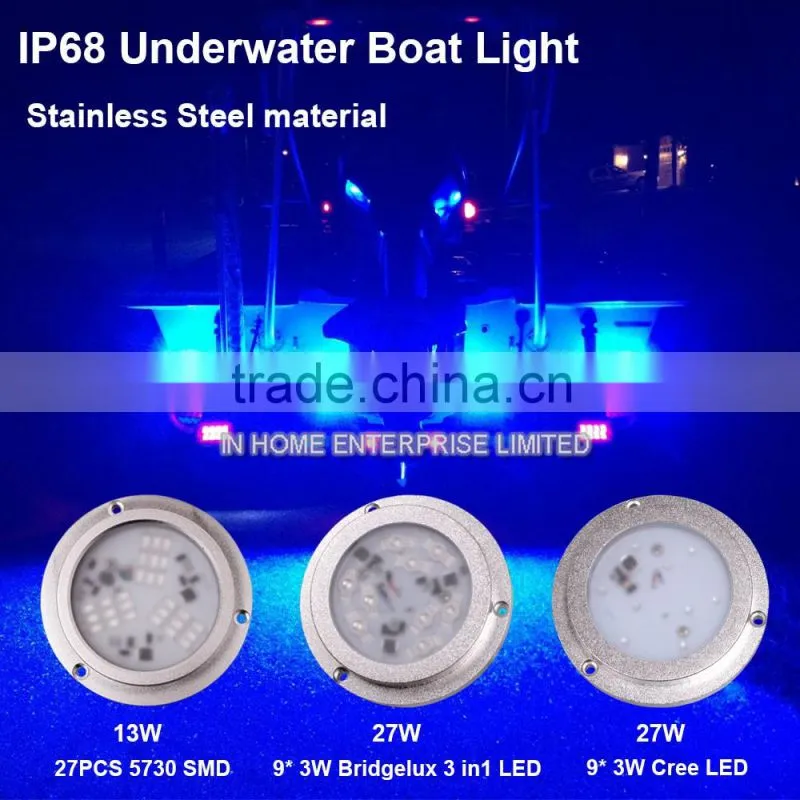 27W Stainless Steel Underwater Lighting IP68 Blue Led Boat Lights