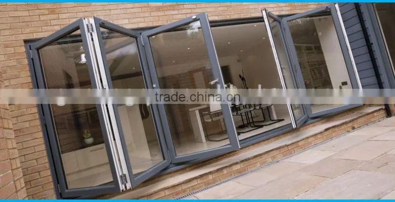 classical aluminum glass folding door with tempered glass