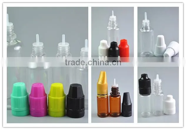 5ml 10ml clear PET plastic e liquid bottle with childproof lid
