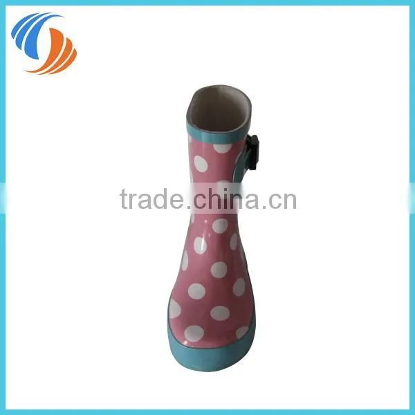 New Children White Dot Black/Pink Waterproof Rainboots rubber boots