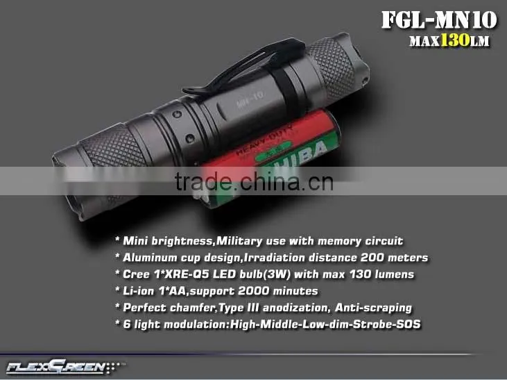 AA battery hard anodization Q5 dimmer flashlight