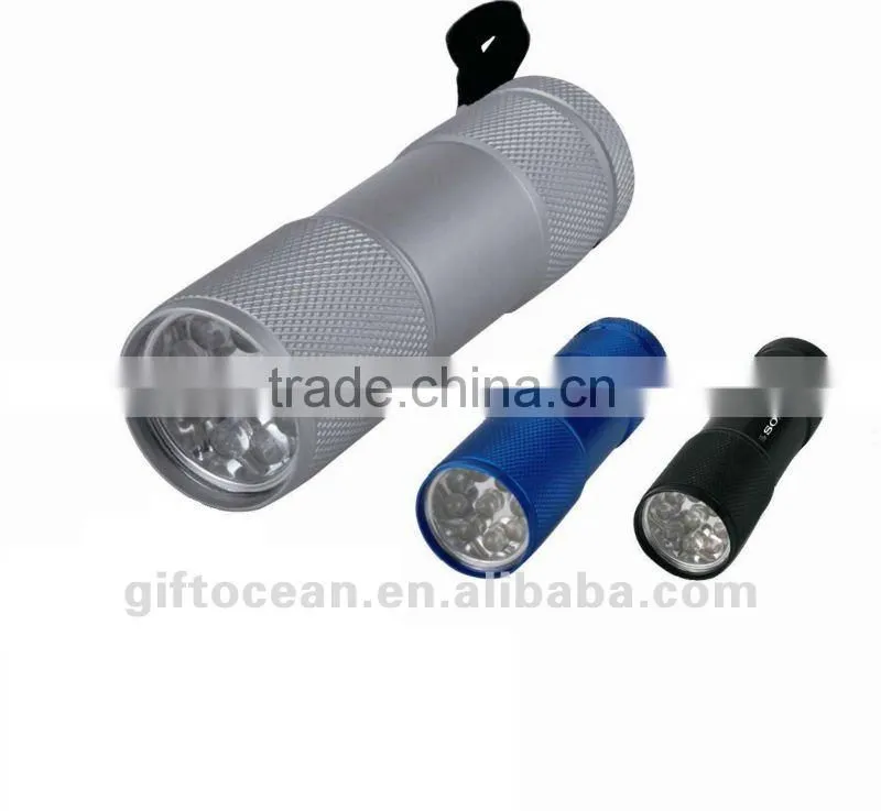 promotional 9 LED torch, LED gift torch light, alloy torch