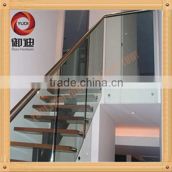 curve stainless steel with wood staircase for indoor decoration