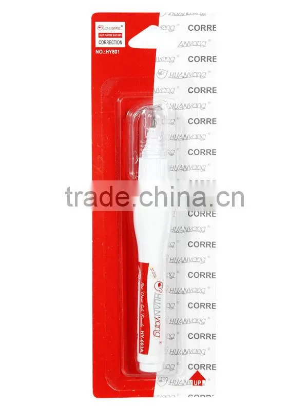 Fast drying metal tip liquid corrector 7ml Correction pen in blister card (HY-603A) White correction fluid