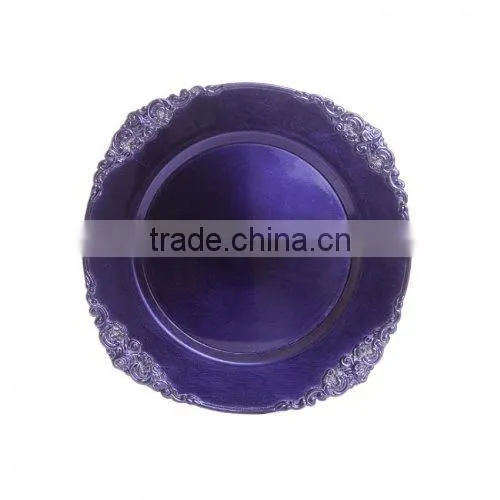 Plastic colorful baroque charger plates