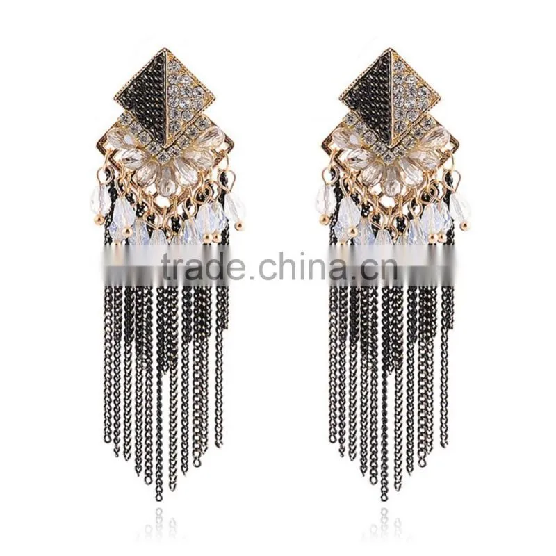 2016 A-bomb Wholesale Fashionable Golden Beaded Tassel Earrings