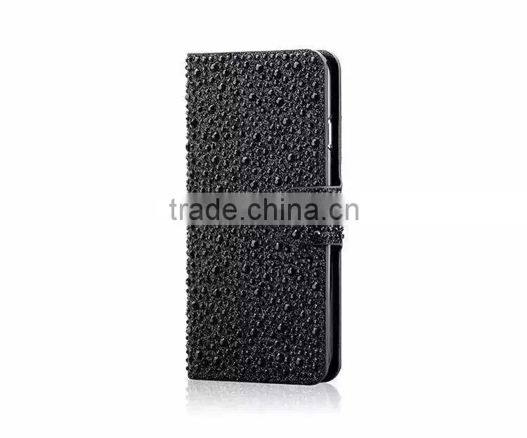 Customized Rhinestone Leather Stand Phone Case Flip Cover For Samsung Galaxy on7