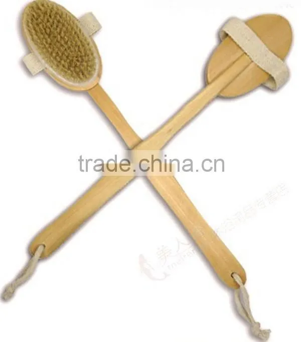 High quality natural wooden body brush,soft back makeup body brush
