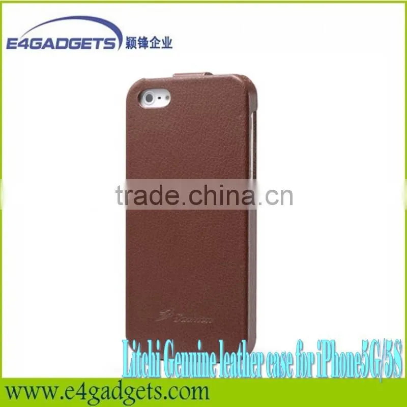 2013 New arrival hot sell design Litchi veins Flip Cowskin leather smart case for iphone5,for iphone5 case
