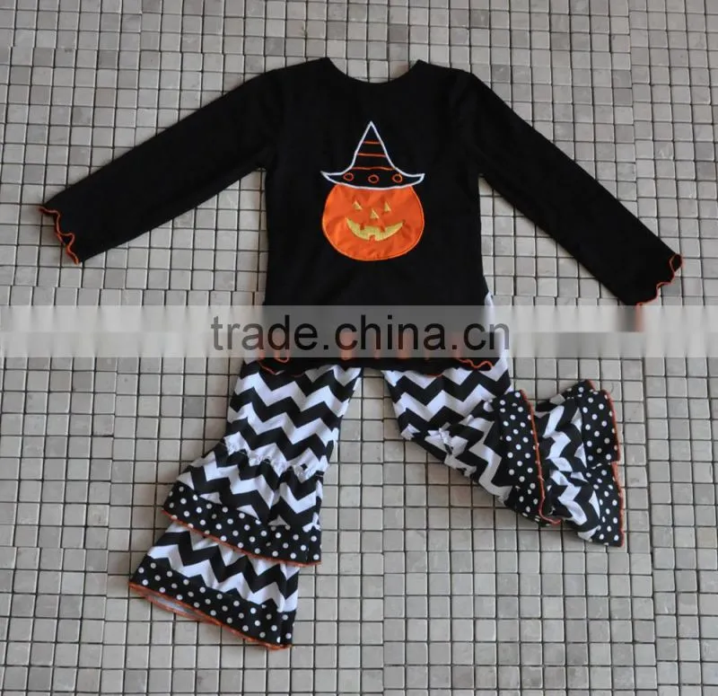 CHEVRON RUFFLED WESTERN KIDS TURKEY THANKSGIVING OUTFITS