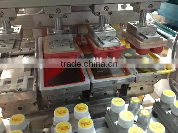 four color vertical pad printing machine for plastic lid with China manufacturer