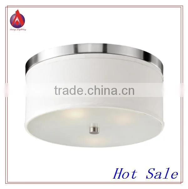 wholesale square modern ceiling lamps with white fabric shade and glass disffuser and bronze base