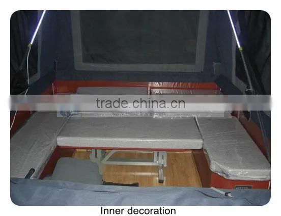 Glulam fast folding table for forward camping trailer