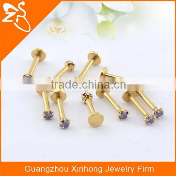 fashion wholesale free clear body implant piercing jewelry gold lip