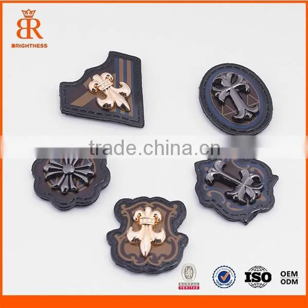 Decorative clothing patches jeans leather patch with metal patch leather bag