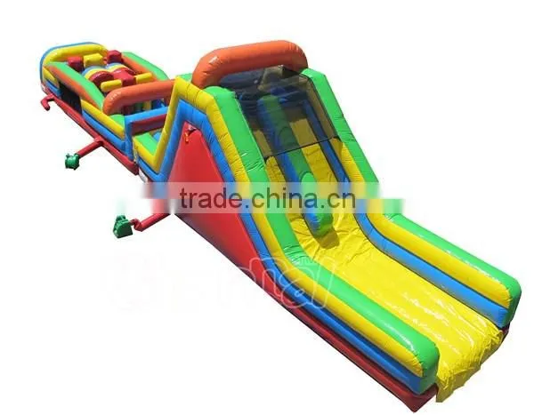 giant commercial rainbow inflatable obstacle course for sale