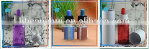 e-smoking glass bottle with dropper and lid for e-smoke juice